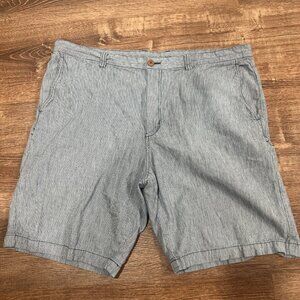 Tommy Bahama White Blue Striped Chino Shorts Mens Size 40 Linen Cotton